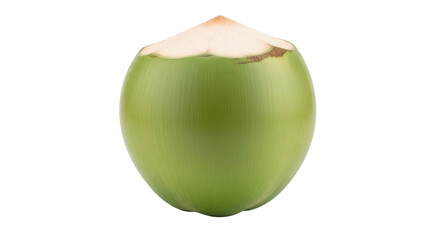 Isolated young green coconut, natural refreshing tropical drink for summer. Delicious fruit