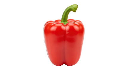 Isolated red bell pepper, a vibrant fresh vegetable with glossy skin and a green stem