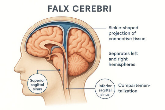 Brain Anatomy Illustration: Falx Cerebri