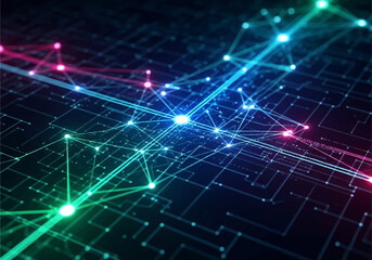 Futuristic Digital Network Connections with Glowing Nodes