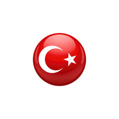 Glossy Orb Featuring the Turkish Flag Symbol Crescent Moon and Star