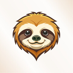 Obraz premium Adorable and smiling sloth head illustration, a charming cartoon character with a friendly expression, perfect for children's designs, nature themes, or a cute animal mascot