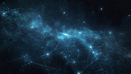 Abstract Glowing Network Representing a Digital Galaxy or Data Universe