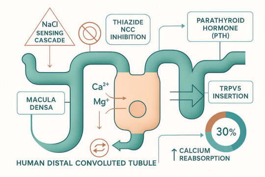 Diagram of Calcium Reabsorption in the Human Distal Convoluted Tubule