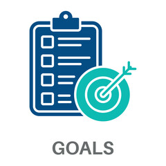 Goals Silhouette Glyphs Color Blue With Green Concept Simple Style Design Vector