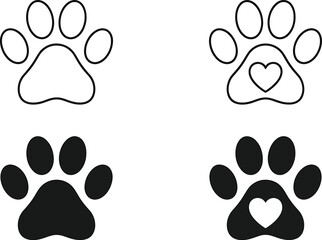 Fototapeta premium Paw Print Variations Silhouette