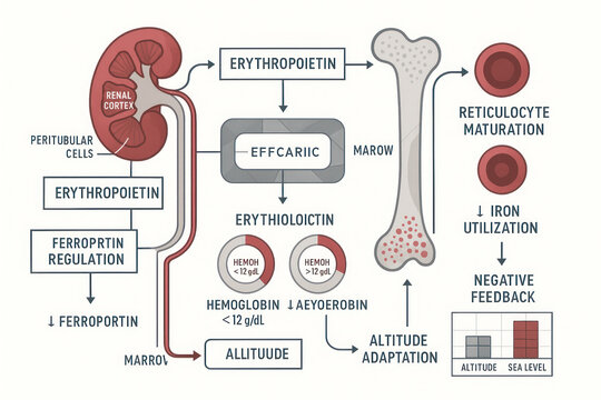 Erythropoiesis Process Diagram Illustrating Altitude Adaptation