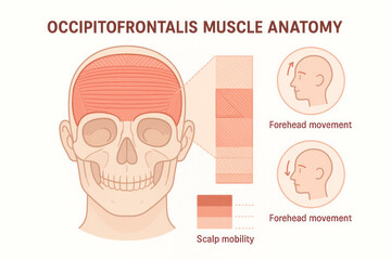 Fototapeta premium Occipitofrontalis Muscle Anatomy Illustration