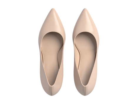 3D Nude Beige High Heel Pumps Top View, Isolated on Transparent Background PNG - Powered by Adobe