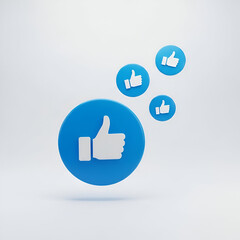 Social media like icons floating on a white background, representing approval and positive feedback