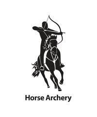 Horse archery logo icon design illustration