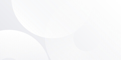 Modern white background with white circle lines digital future abstract