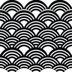 Abstract seamless vector pattern with a retro black and white wave texture for a stylish textile design