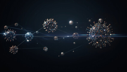 Abstract Floating Geometric Spheres Representing Global Data Network