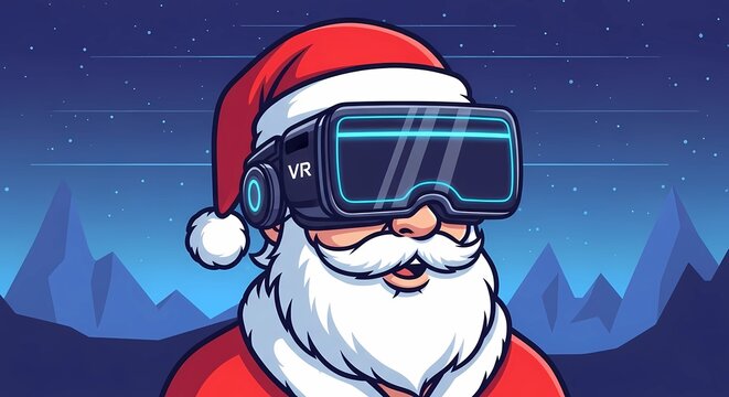Santa claus vr headset christmas virtual reality metaverse holiday season digital future technology