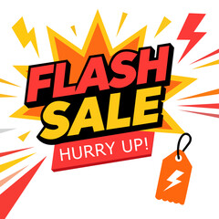 Flash sale sign vector illustration flat style isolated on white background for promotion and advertising
