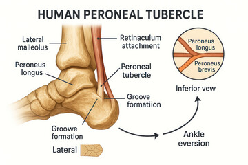 Medical illustration of the human peroneal tubercle and surrounding anatomy.