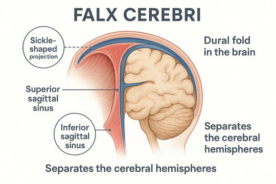 Diagram of the Falx Cerebri and Brain Structures