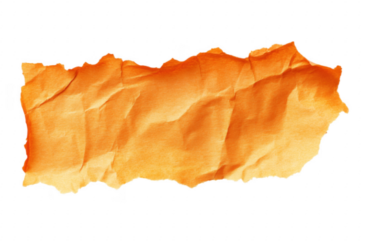 Abstract orange paper with torn edges set against a stark 