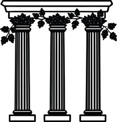 Obraz premium Ancient Greek and Roman architectural columns in various classical styles like Doric, Ionic, and Corinthian