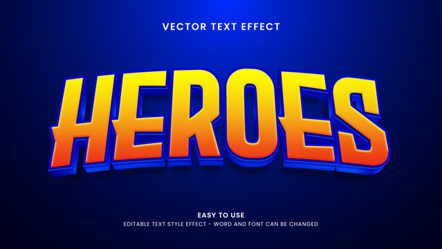 Fototapeta editable text effect heroes 3d style premium vector