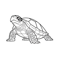 Fototapeta premium Black and White Sea Turtle Outline Illustration