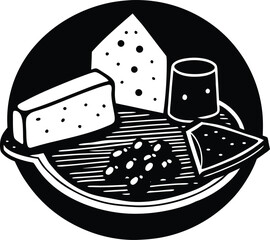 Isolated delicious chocolate cake slice illustration on a white plate