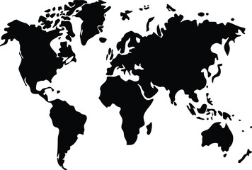 Global business travel on a black background, an abstract vector map of the world's continents and countries