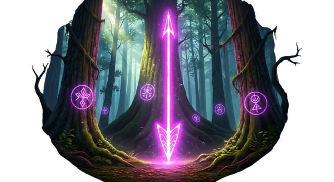 A mystical portal in a lush forest, bathed in ethereal light, beckons adventurers to a realm of magic and wonder, where ancient trees whisper secrets and glowing symbols shimmer with untold power, iso