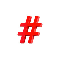 Obraz premium 3D Red Hashtag Symbol on Transparent Background