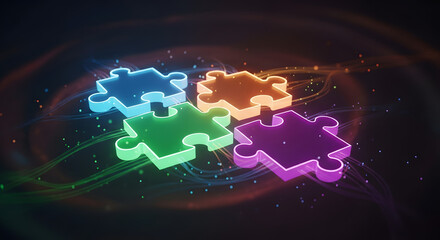 Naklejka premium Connecting the Pieces Collaboration, Teamwork, and Puzzle Solutions