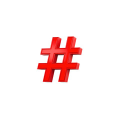 Obraz premium 3D Red Hashtag Symbol on Transparent Background