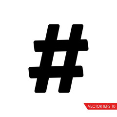 Fototapeta premium Black hashtag symbol icon on white background