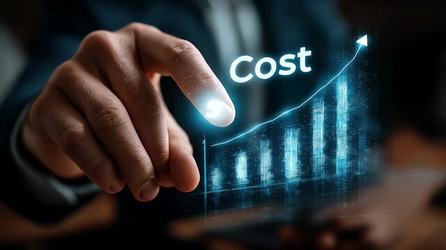 Man Touching Glowing Cost Increase Chart