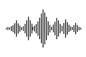 Sound Wave Vector Illustration – Audio Waveform Design, Equalizer Bar Graph, Digital Music Frequency Line Art, and Voice Recording Symbol