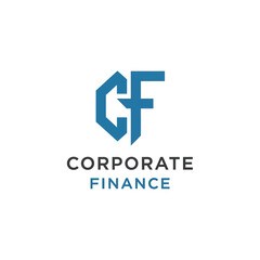 Fototapeta premium Modern logo design featuring the letters 'CF' within a geometric shape, representing corporate finance.