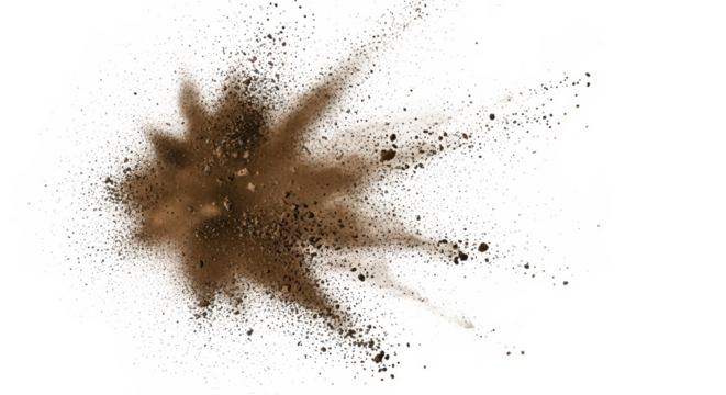 A brown explosion on black field on transparent background