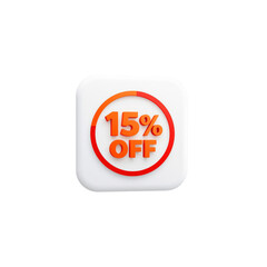 3D Render of a 15% Off Sale Discount Badge Icon