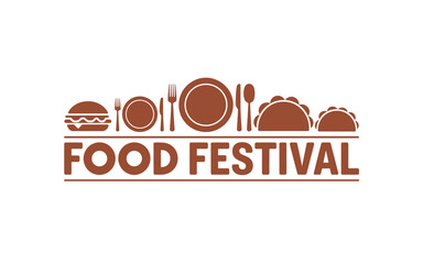 Food Festival Illustration: Delicious Dishes, Cutlery, and Culinary Celebration for Events, Marketing and Gastronomy-Themed Designs, Featuring Burger, Plates, Tacos.