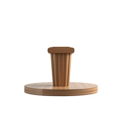 Wooden Podium on Circular Base - Isolated 3D Render