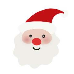Santa Claus face cartoon christmas illustration cute flat style