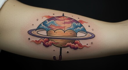 Planet tattoo design on arm