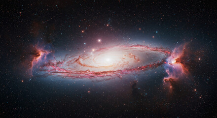 Andromeda Galaxy's Majestic Rings of Stellar Dust and Gas Illuminated by its Central Core, A Cosmic Spectacle of Interstellar Matter