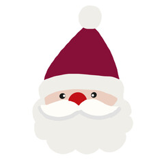 Santa Claus face cartoon christmas illustration cute flat style