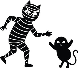 Cute little black kitten pet cartoon character design drawing illustration