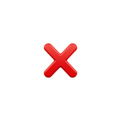 3D Red Cross Symbol  Rejection, Cancel, Error, Wrong Icon