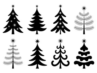 Christmas tree vector collection silhouette holiday season winter art
