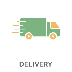 Delivery Silhouette Glyphs Color Green With Yellow Concept Simple Style Design Vector