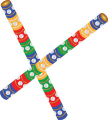 Garba stick or dandiya stick illustration isolated on a transparent background