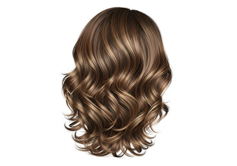Fototapeta premium A detailed, digitally rendered image of voluminous, wavy brown hair with highlights.